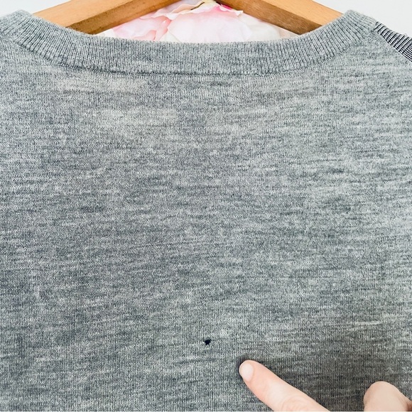 J. Crew Gray Glen Plaid Yoke Jeweled Sweater Wool Large - Picture 9 of 11